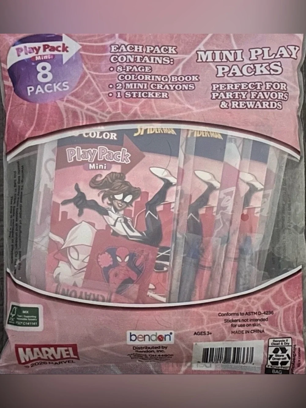 💞 New Pack of 8 Marvel Spider-Man Mini Coloring Play Pack Party Favors
